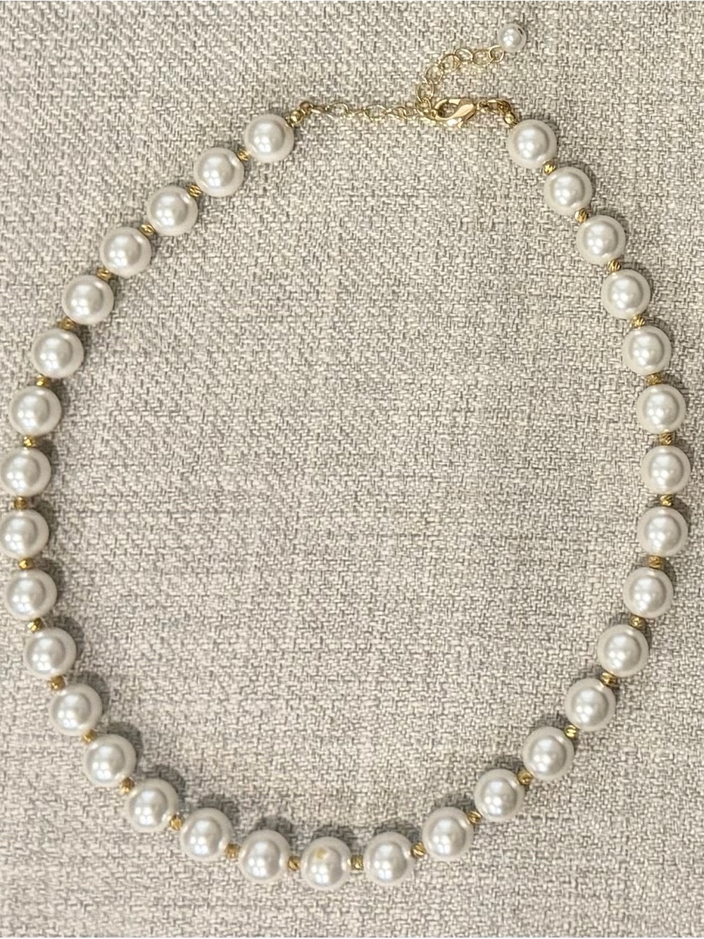 Classic Pearl Bead Necklace - Gold Accents
